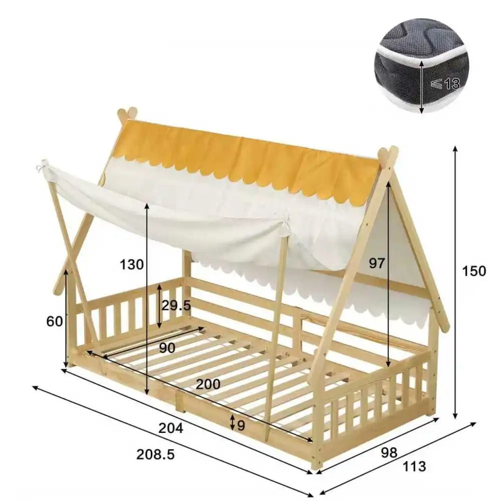 Lit cabane en bois 90x200cm