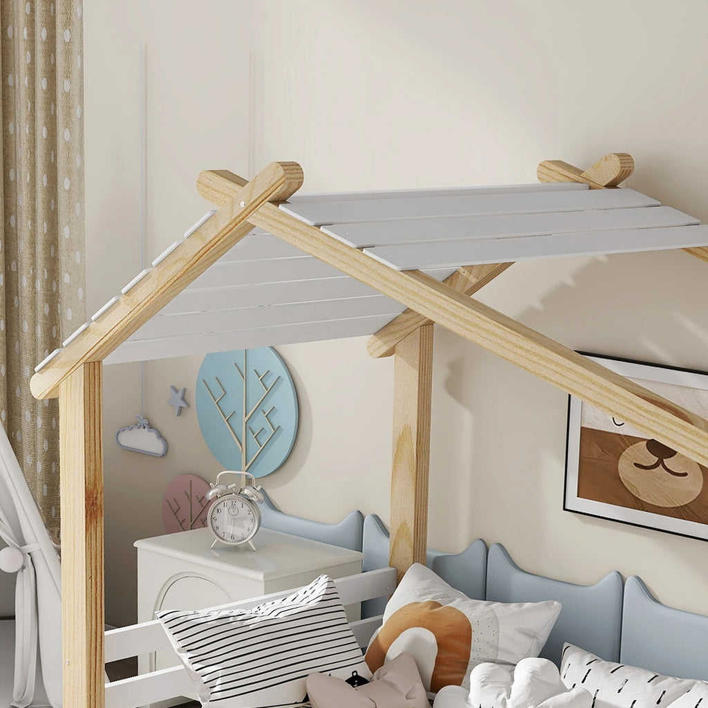 Lit cabane avec petit toit 90x200cm